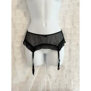 Victoria’s Secret Black Lace Satin Garter Belt Sz M Medium Sexy Lingerie Gothic